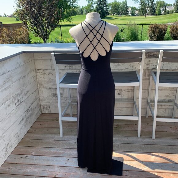 Vintage 90s Venessa Stevens Black Maxi Slip Dress Formal Evening Gown - Picture 8 of 16